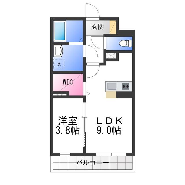 サザンクレスト高師浜(1LDK/4階)の間取り写真