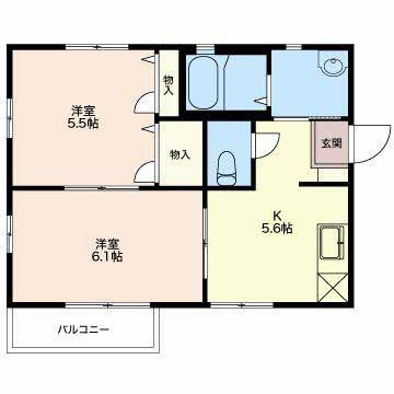 フレグランスやまぐち(2K/2階)の間取り写真