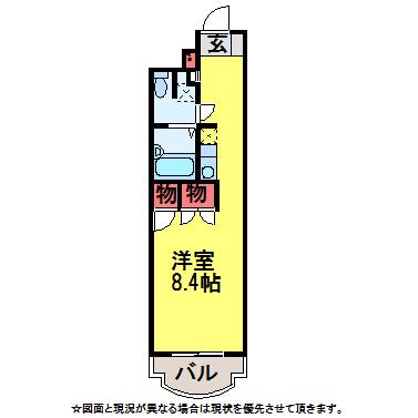 ベルデュール神代成田(1K/1階)の間取り写真