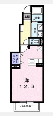 クリアネスA(1K/1階)の間取り写真