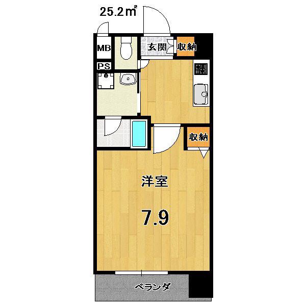 ベラジオ京都西院ウエストシティII(1K/2階)の間取り写真