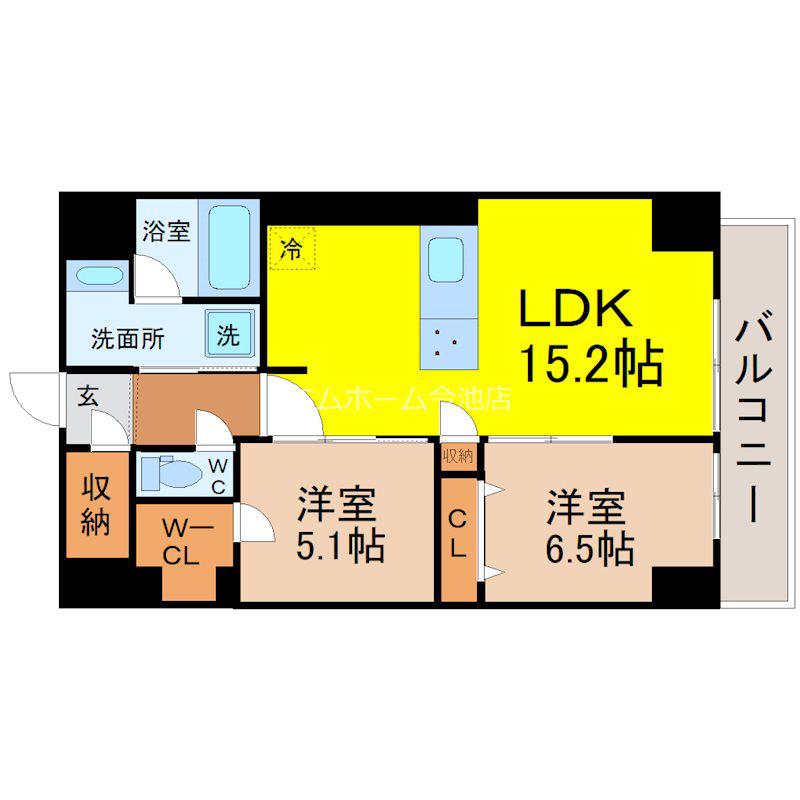 ルネフラッツ今池駅前サウス(2LDK/4階)の間取り写真