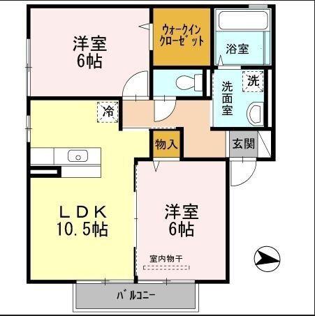 ウィット N(2LDK/2階)の間取り写真