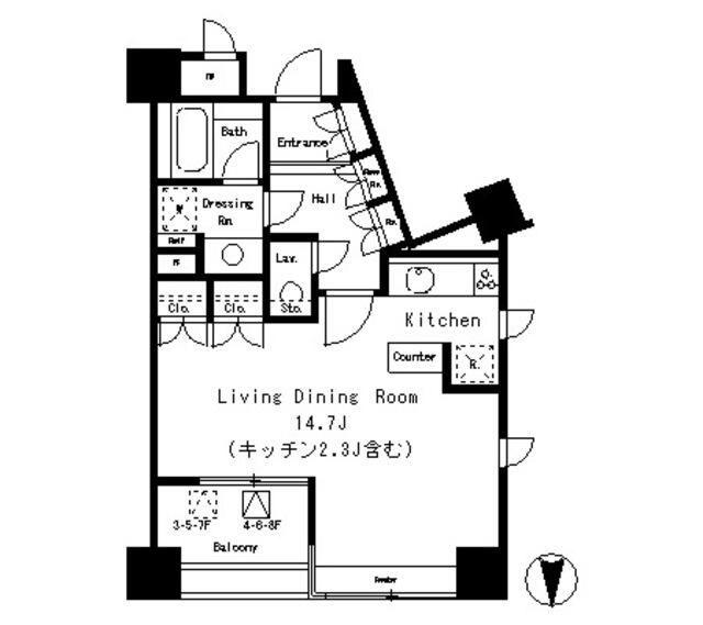 パークアクシス麻布仙台坂(1K/2階)の間取り写真