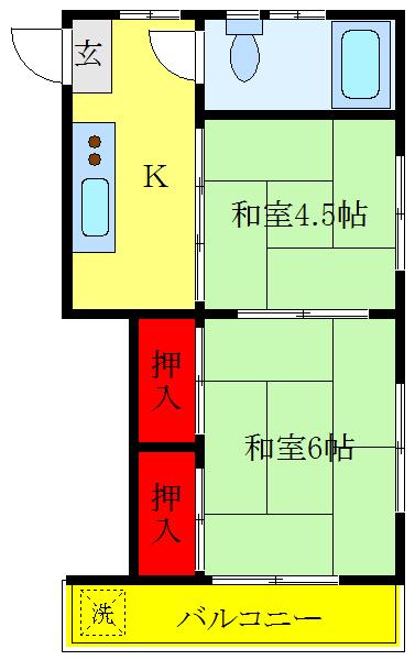 柏木ビル(2K/2階)の間取り写真