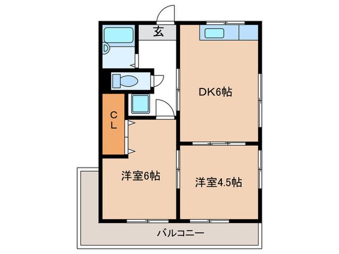 グレイスハイツ大田町(2DK/1階)の間取り写真