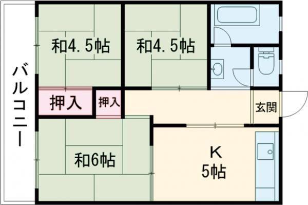 コーポ松豊(3DK/4階)の間取り写真