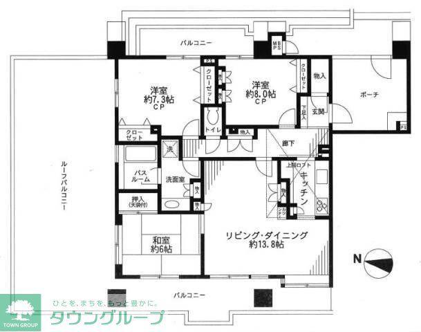 クリオ南与野壱番館(3LDK/6階)の間取り写真