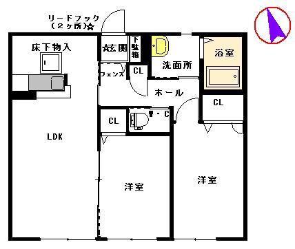 N・Yボンジュール(2LDK/2階)の間取り写真