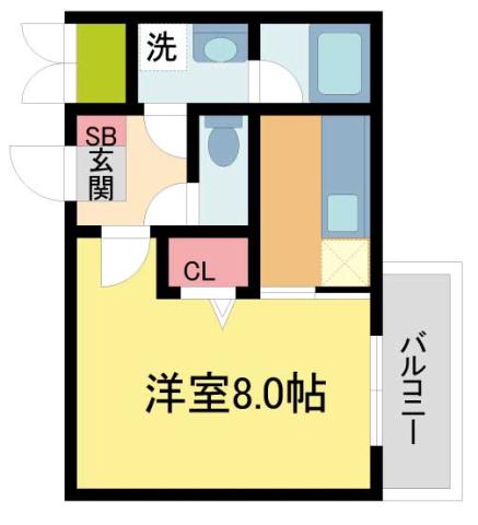 AILE宝塚III(1K/3階)の間取り写真
