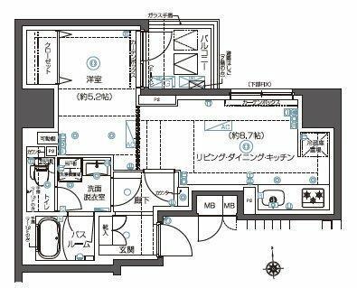 ZOOM秋葉原ノース(1LDK/4階)の間取り写真