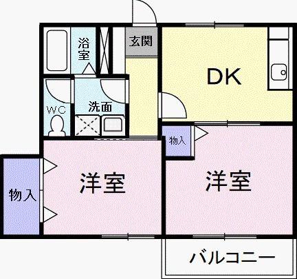 シャルダン・フロレスタ I(2DK/1階)の間取り写真