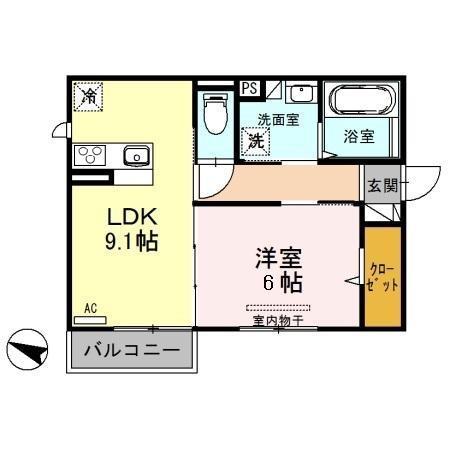 スカイメゾン(1LDK/2階)の間取り写真