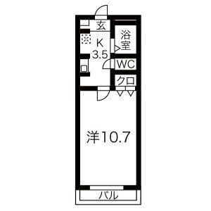 ロイヤルサルビア(1K/1階)の間取り写真