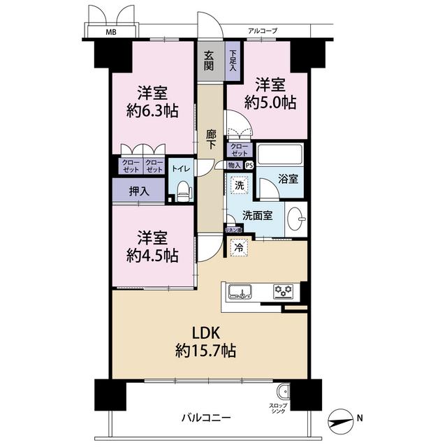 MIRAIMO スクエア(3LDK/8階)の間取り写真