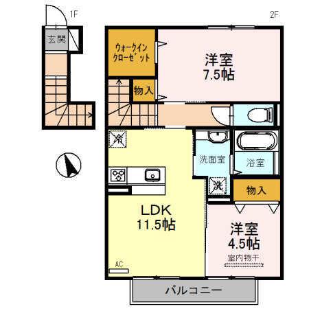 LA FIGUE(2LDK/2階)の間取り写真