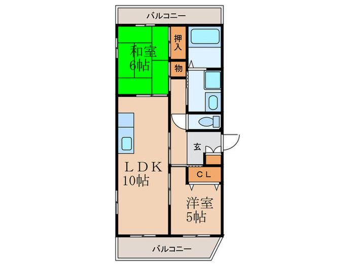 サンライズIII(2LDK/2階)の間取り写真