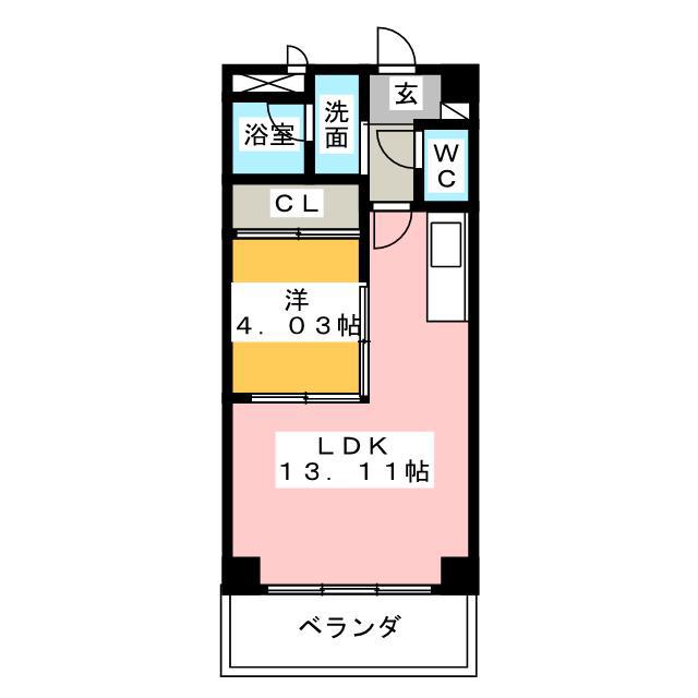 ASレジデンス四日市(1LDK/6階)の間取り写真