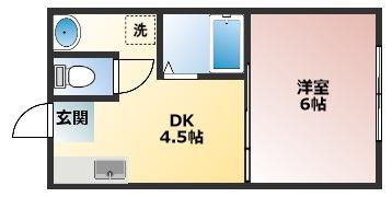 ペントハウス馬場町(1DK/5階)の間取り写真