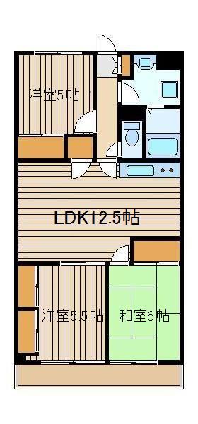 文理台ダイアマンション(3LDK/1階)の間取り写真