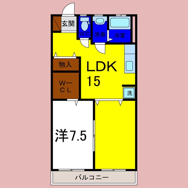 グランドハイツ(1LDK/2階)の間取り写真