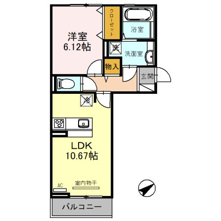 セジュールサンフィールド(1LDK/2階)の間取り写真
