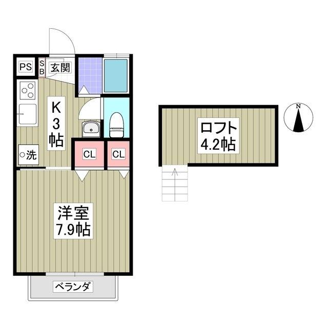 サンヴェール明光(1K/2階)の間取り写真