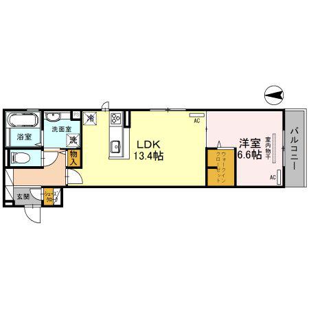 フォンターナ(1LDK/1階)の間取り写真
