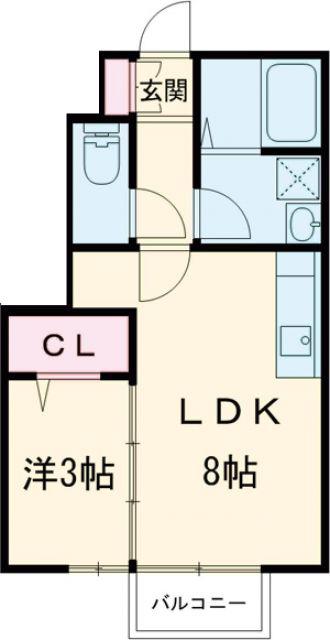 エトワール上町C(1LDK/1階)の間取り写真