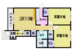 ブリーゼ03(2LDK/1階)の間取り写真