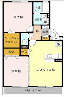 フェリーチェ石田(2LDK/1階)の間取り写真