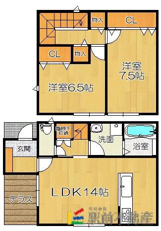 K-IDEAL荒尾G(2LDK/2階)の間取り写真
