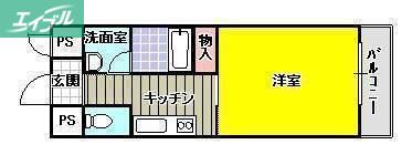 エアラウンズ桑田町(1K/6階)の間取り写真