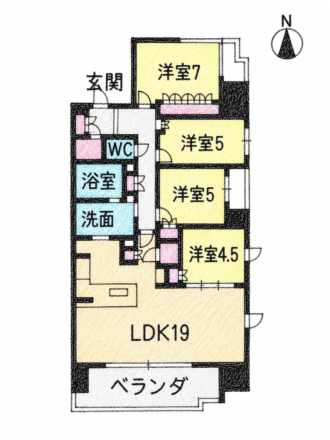 プラウド植田(4LDK/8階)の間取り写真