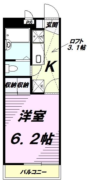プレミアムバリューコート(1K/3階)の間取り写真