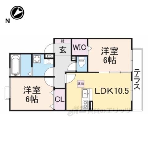 ディアコート(2LDK/1階)の間取り写真