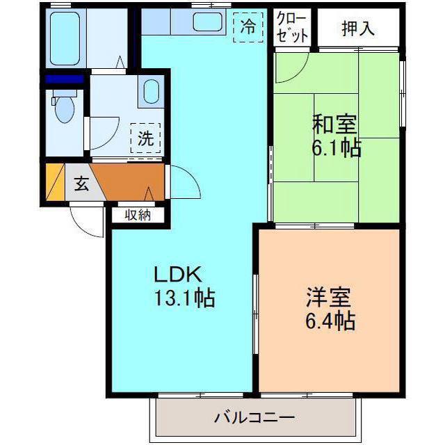 グラン シエル(2LDK/2階)の間取り写真