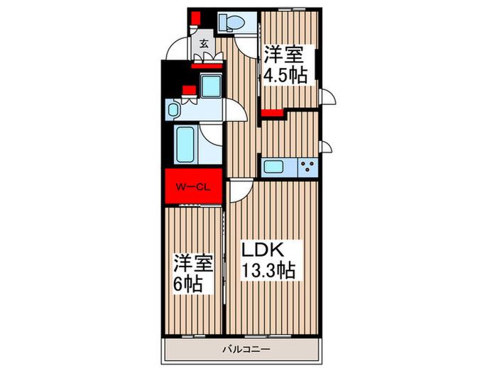 ミュージション朝霞台(2LDK/3階)の間取り写真