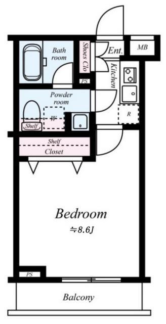 プレール・ドゥーク志村三丁目(1K/4階)の間取り写真