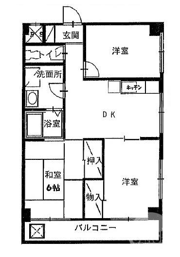 北条マンション(3DK/3階)の間取り写真