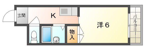 ウィング英(1K/2階)の間取り写真