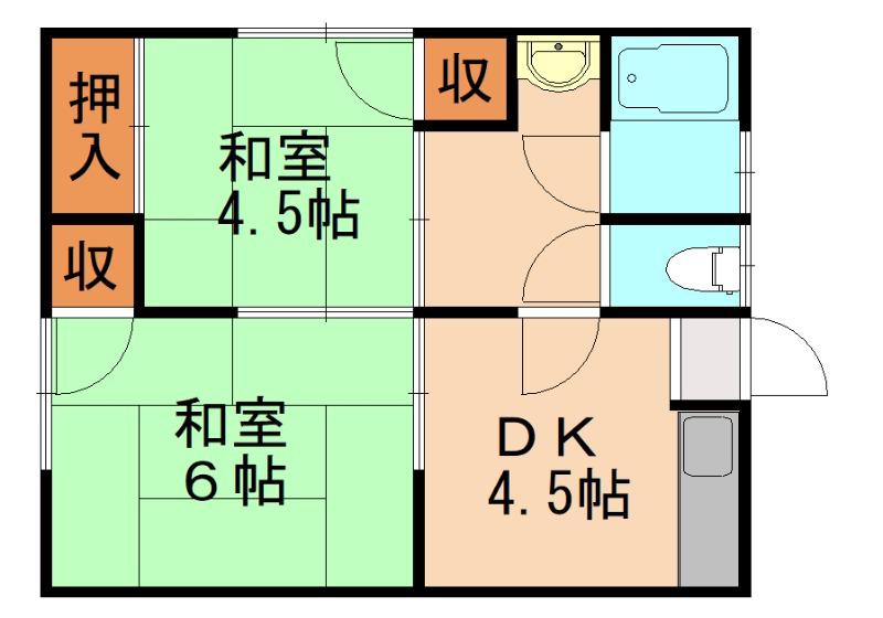 花見アパート(2DK/1階)の間取り写真