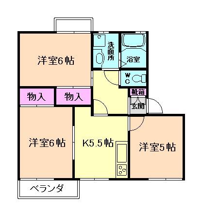 フレグランス箕面I(3K/2階)の間取り写真