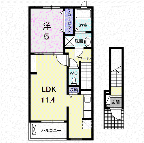 タイムヒルズ上ノ丸(1LDK/2階)の間取り写真