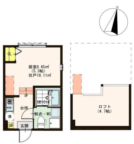 ハーモニーテラス北小岩VII(ワンルーム/1階)の間取り写真