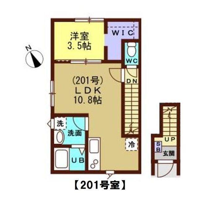 ヴァリエメゾンII(1LDK/2階)の間取り写真
