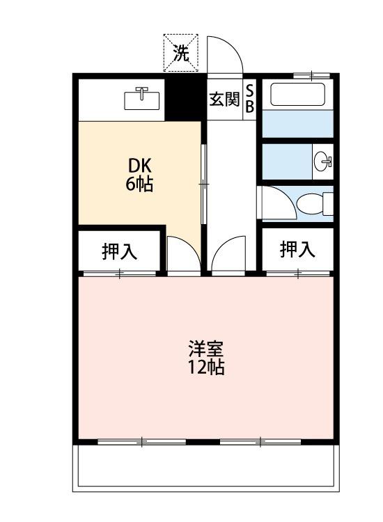 セントラルハイツ(1DK/2階)の間取り写真