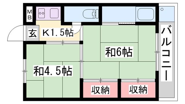 ビレッジハウス西夢前第二(2K/3階)の間取り写真