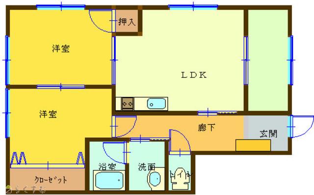 コーポウイング(2LDK/2階)の間取り写真