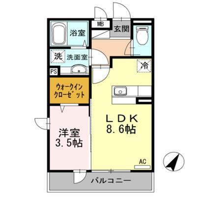 ルミエール(1LDK/1階)の間取り写真